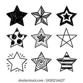 Collection of stars in black colour