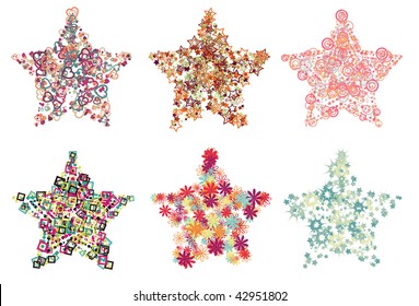 Collection of stars filled with different shapes. Shapes that make up each star are separated into 4 different layers to make it easier to work with.