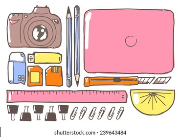 collection of stationary illustration vector