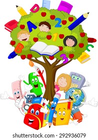 Collection Stationery With Tree Cartoon