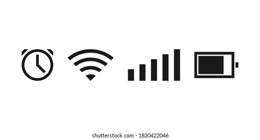 Collection of status bar icon. Color editable. Vector Illustration