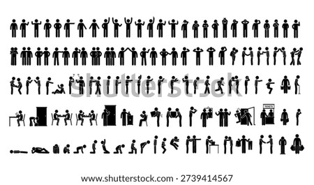 Collection Of Stick Figure Various Poses And Scenes
