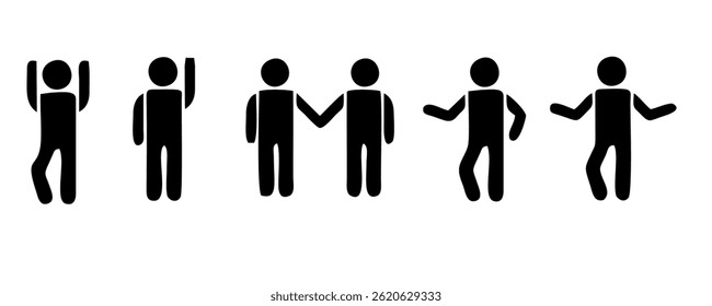 Coleção de figuras de vara com poses diferentes, ícone humano