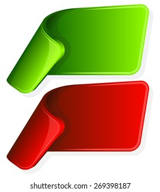 Collection sticker with curled up edge in different color