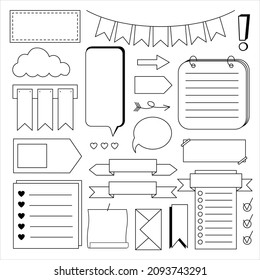Collection of stickers and decals for printing. Keeping and structuring a diary, notebook or diary