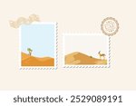 collection stickers design of desert and Oryx or gazelle animal