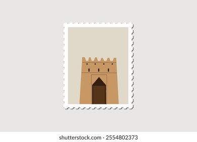 collection of stickers design of Heritage of UAE and landmark of ALAin city