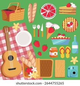 A collection of stickers featuring various beach and summer-related items