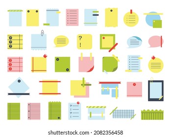 Collection of stickers for notes. Icons for office work, business, creativity.
