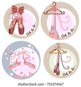 Collection of stickers on the theme ballet dance studio symbol - vector illustration. eps 10