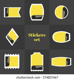 Collection Stickers postage stamp, cards, notebooks, stickers, labels, tags. Template for scrapbooking, wrapping, notebooks