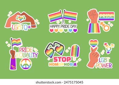 Collection stickers Pride day labels with letteting