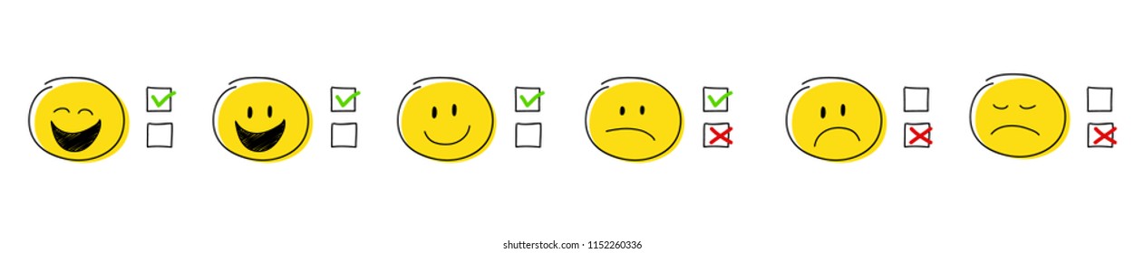 Collection of stickmen with checkmarks. Vector.