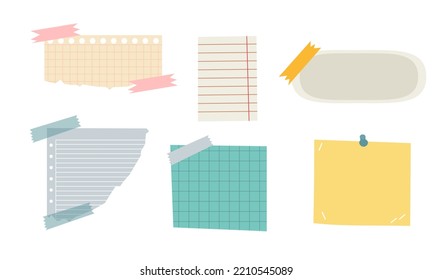 Kollektion von anhaftenden Notenillustrationen, Vektorgrafik