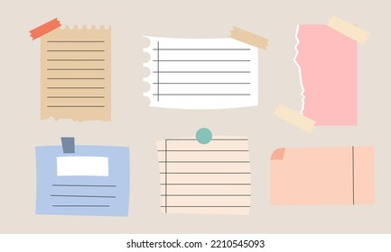 Kollektion von anhaftenden Notenillustrationen, Vektorgrafik