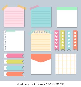 collection of sticky notes icons vector. 