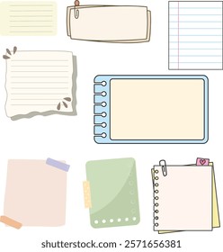 A collection of sticky notes and papers in pastel tones, perfect for creative designs and organizational concepts