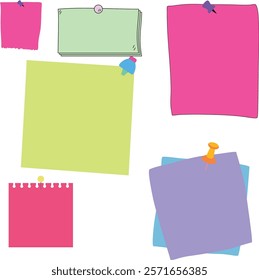 A collection of sticky notes and papers in pastel tones, perfect for creative designs and organizational concepts