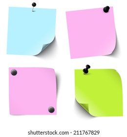 collection of sticky papers with pin needle