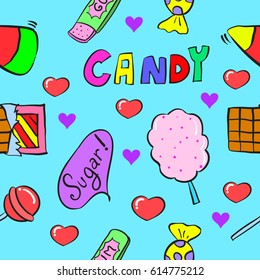 Collection stock candy in doodle style