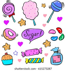 Collection stock candy various doodle style