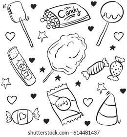Collection stock of candy various doodles
