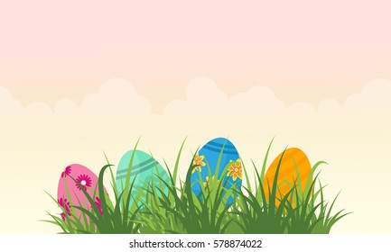 Collection stock of easter egg landscape