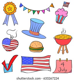 Collection stock of element memorial day doodles