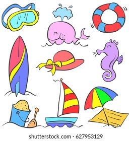 Collection stock of holiday object doodles
