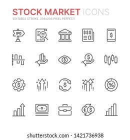 Collection of stock market related line icons. 256x256 Pixel Perfect. Editable stroke