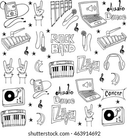 Collection stock music object doodles vector illustration