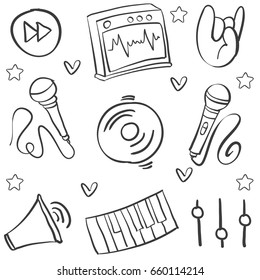 Collection stock music various hand draw doodles vector art