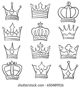 Collection stock various crown doodles