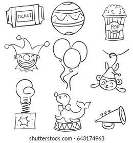 Collection stock of various object circus doodles