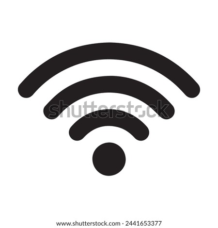 Collection of stock vector images depicting symbols and icons related to wireless Wi-Fi connectivity, including Wifi signal symbols and an internet connection, that enable remote internet access.