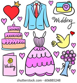Collection stock of wedding element doodles