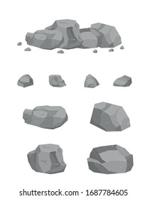 Colección de piedras al estilo de isomerismo 3D. Piedras de diferentes formas para el diseño web. Piedras y rocas en estilo isométrico 3d plano. Conjunto de diferentes rocas.