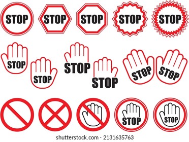 Collection of stop icon illustrations