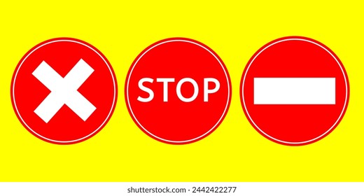 collection of stop warnings in red circles