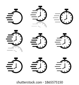  collection stopwatch icon. speed timer sign, vector illustration