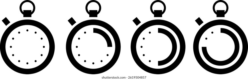 Collection of Stopwatch Icons in Vector Format: Ideal for Developers and Designers Needing Versatile Timekeeping Symbols