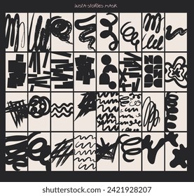 Collection of stories mask. Template for photo. Frame Art. Editable vector illustration.