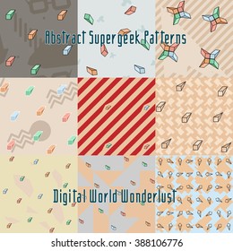 collection of strange abstract stylized digital patterns 