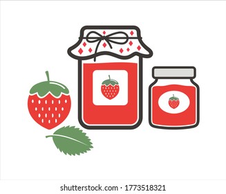 A collection of strawberry jam icons / vector.