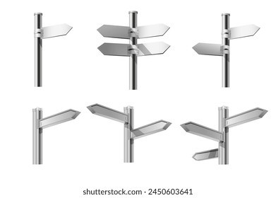 Una colección de señales de calle maquetas de puntero en un diseño 3D realista. Imagen en blanco y negro con varias señales de tráfico en un fondo blanco. Ilustración vectorial.