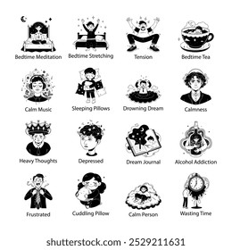 Collection of Stress Hand Drawn Illustrations 