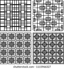 Collection of striped square seamless geometric patterns.