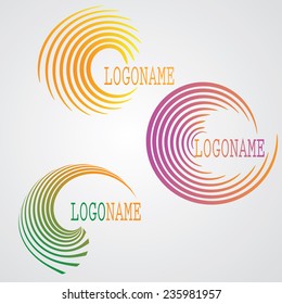 Collection of  Stripes in Spiral Form for Logo or Business Design. Vector Illustration. 
