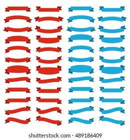 Collection strips of red and blue colors. Flat style.