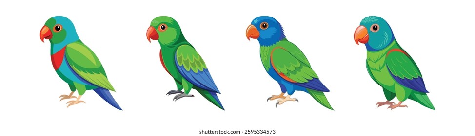 Collection of Stunning Blue Crowned Hanging Parrot Artwork